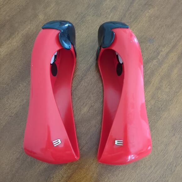 Mini Melissa Kids / Girl's Mickey & Friends Ballerinas Red/Black Girls size 1 - Picture 3 of 6